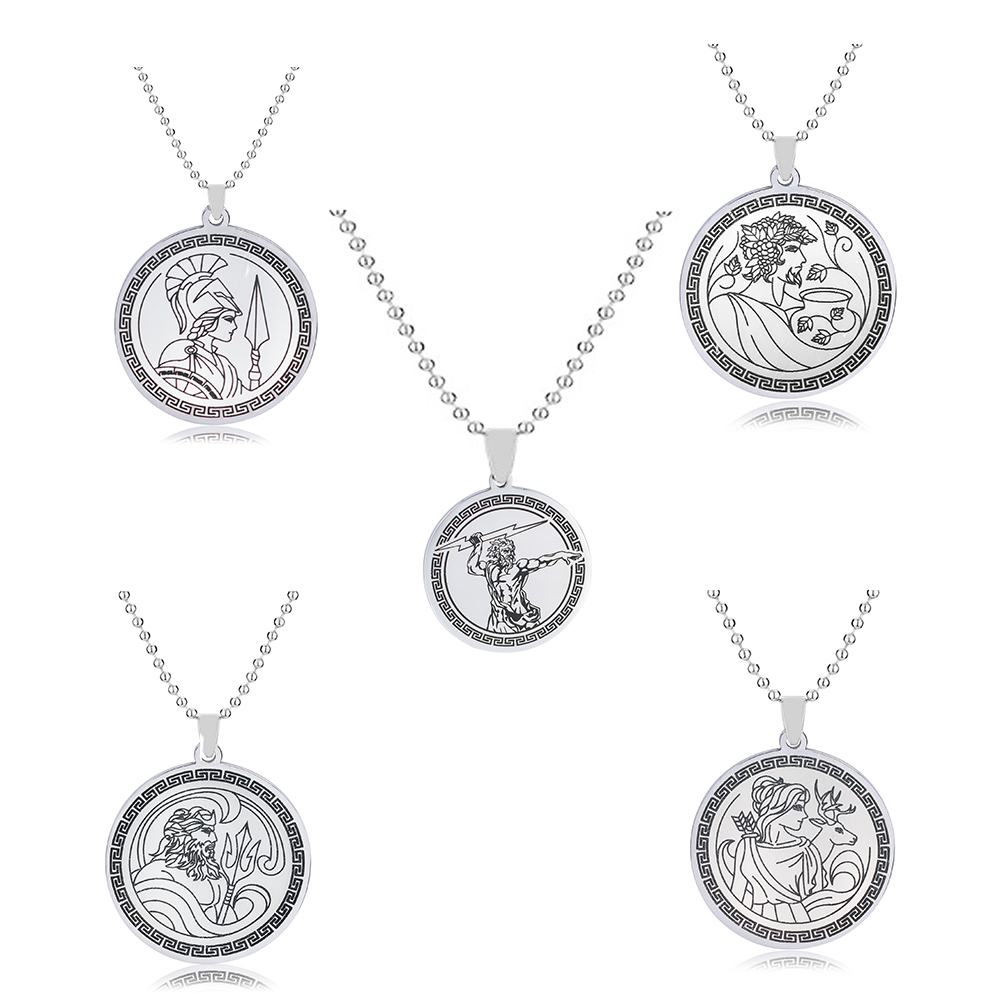 Zeus Men Accessories - Vintage Zeus Athena Poseidon Dionysus Kolye