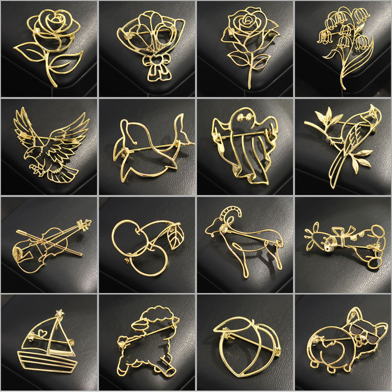 Men Accessories Bouquet - Minimalist Oymalı Broşlar Kadınlar ve Erkekler