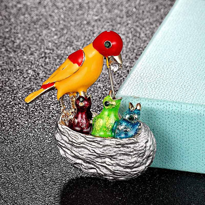 Men Accessories Bouquet - Zlxgirl Emaye Kuşlar Broş Erkekler Bildirimi