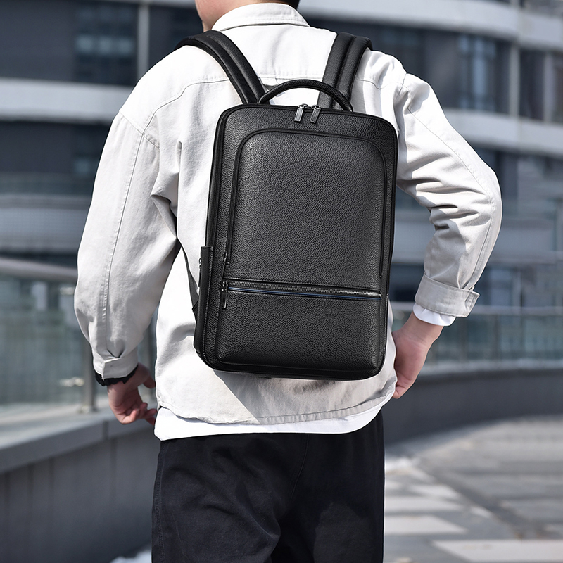 Men'S Accessories Backpack - PU deri erkek sırt çantası USB