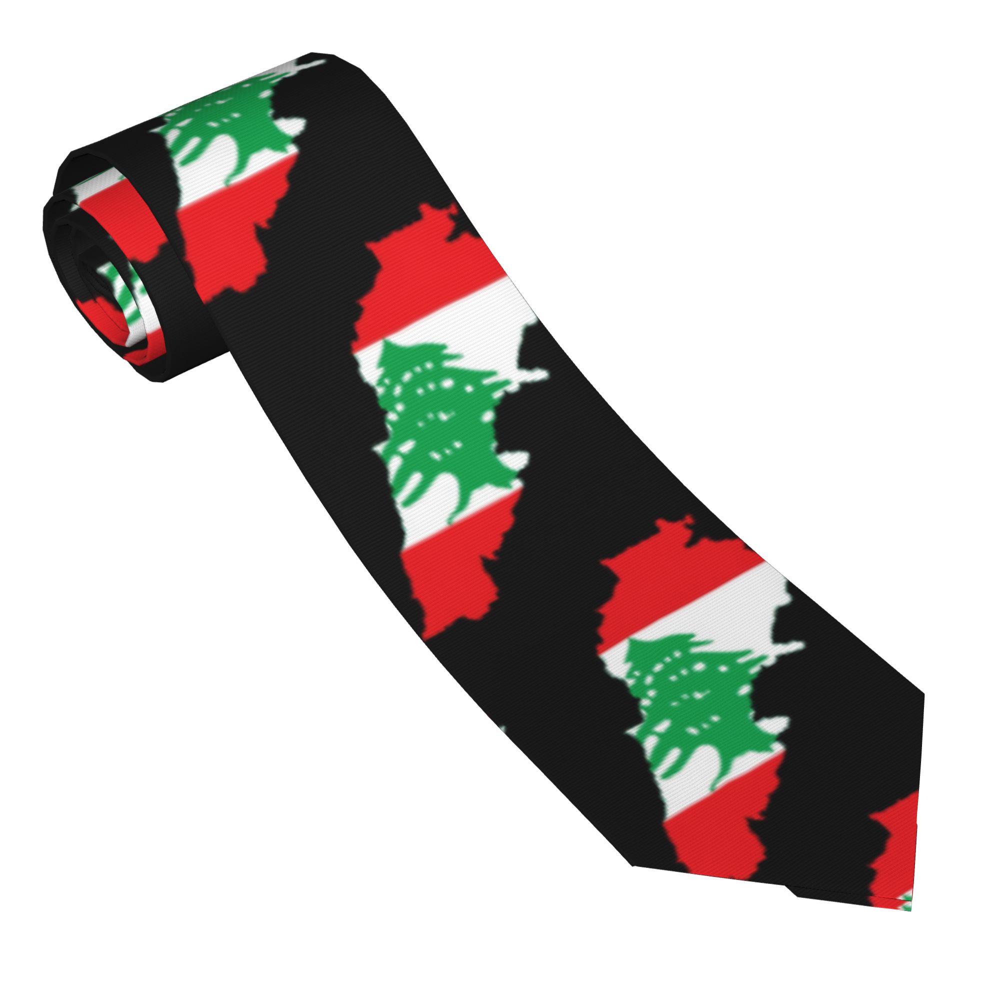 Men Accessories Lebanon - Lübnan Bayrağı Haritası Kravat Özel DIY