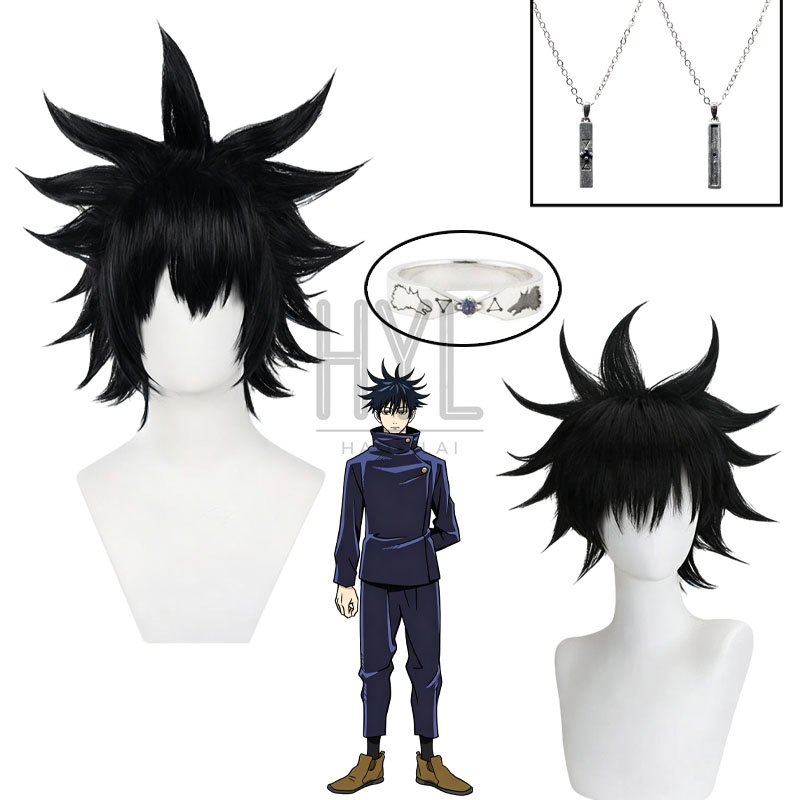 Men Accessories Ring - Anime Megumi Fushiguro Cosplay Peruk Siyah