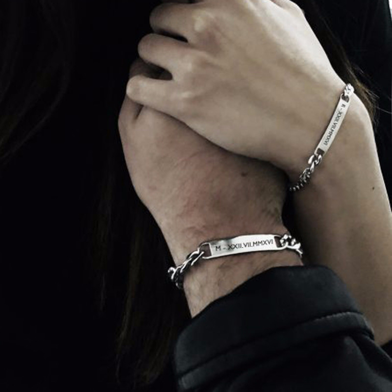 Men Accessories Name - Plaka kimliği etiketi Bar bilezik küba