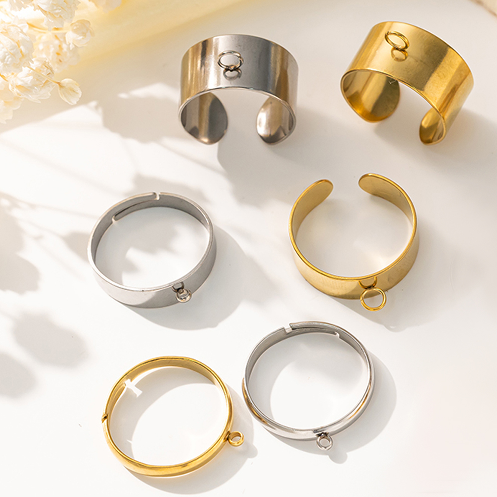 Men Accessories Ring - 5 adet/grup Paslanmaz Çelik Altın Rengi