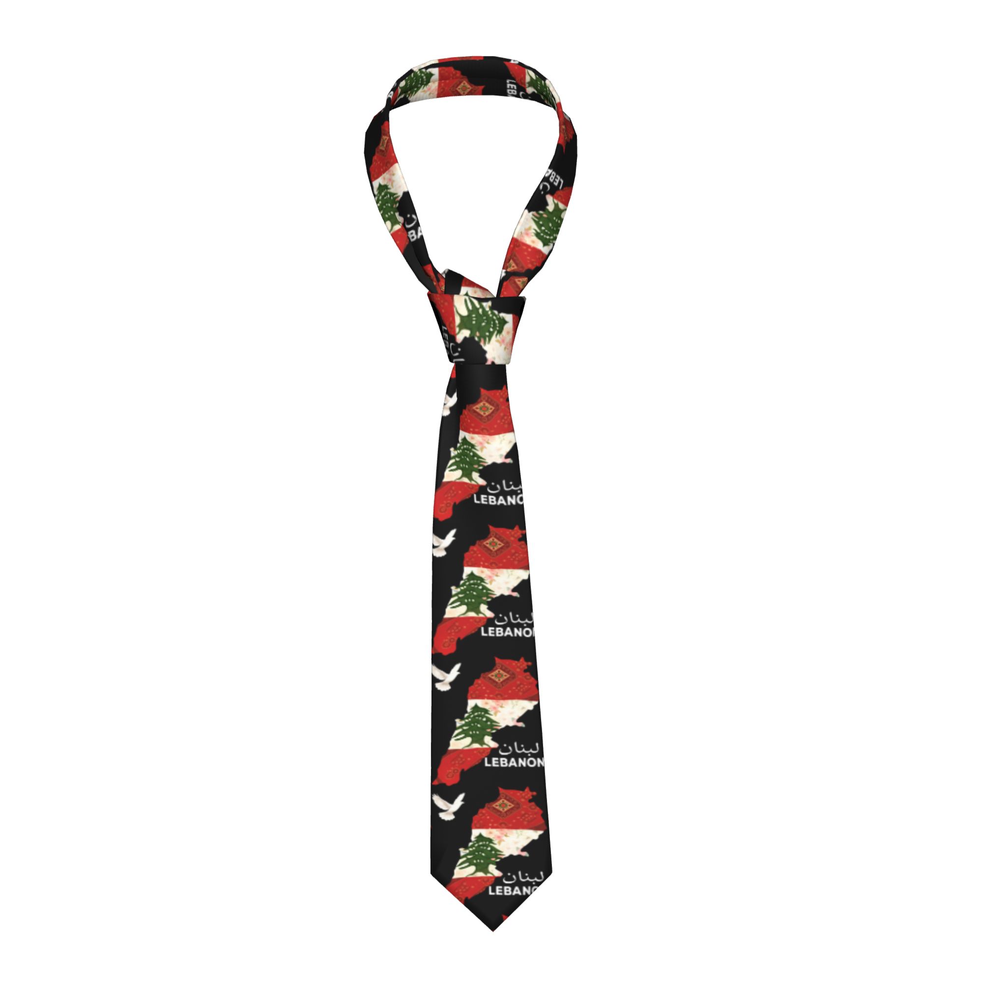 Men Accessories Lebanon - Erkek Kravat Lübnan Bayrağı Ağaç Haritası